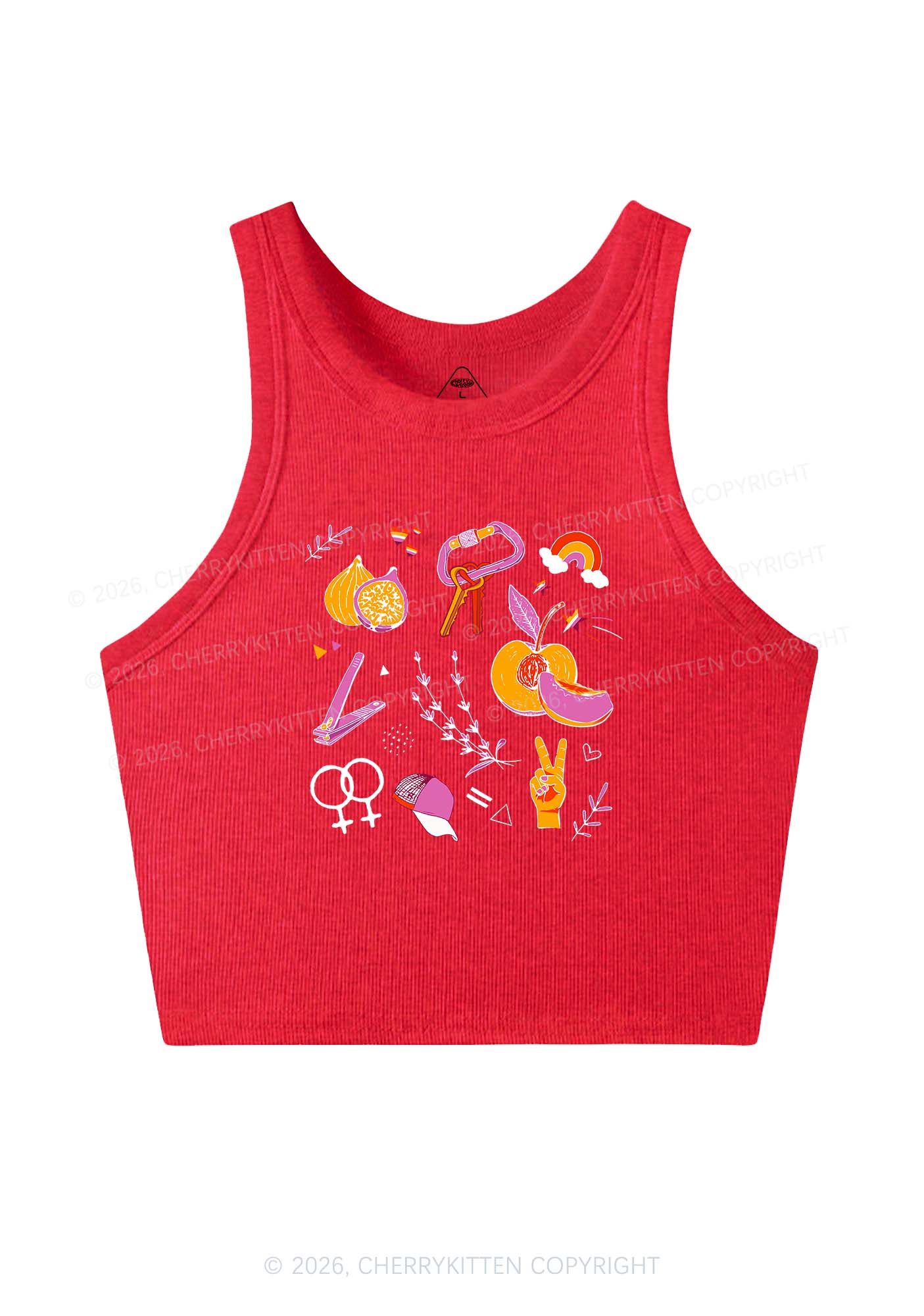 Lesbian Symbols Y2K Crop Tank Top Cherrykitten