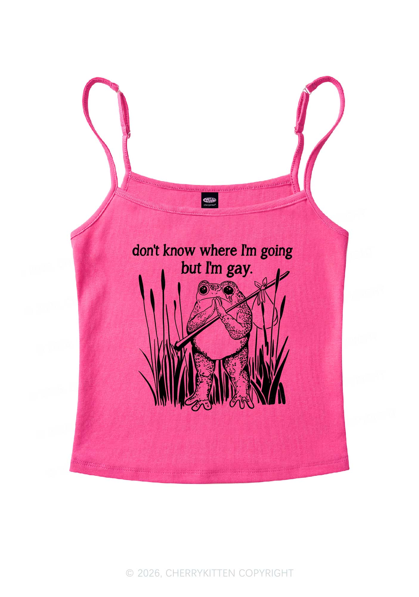 But I Am Gay Frog Pride Y2K Spaghetti Strap Cami Cherrykitten