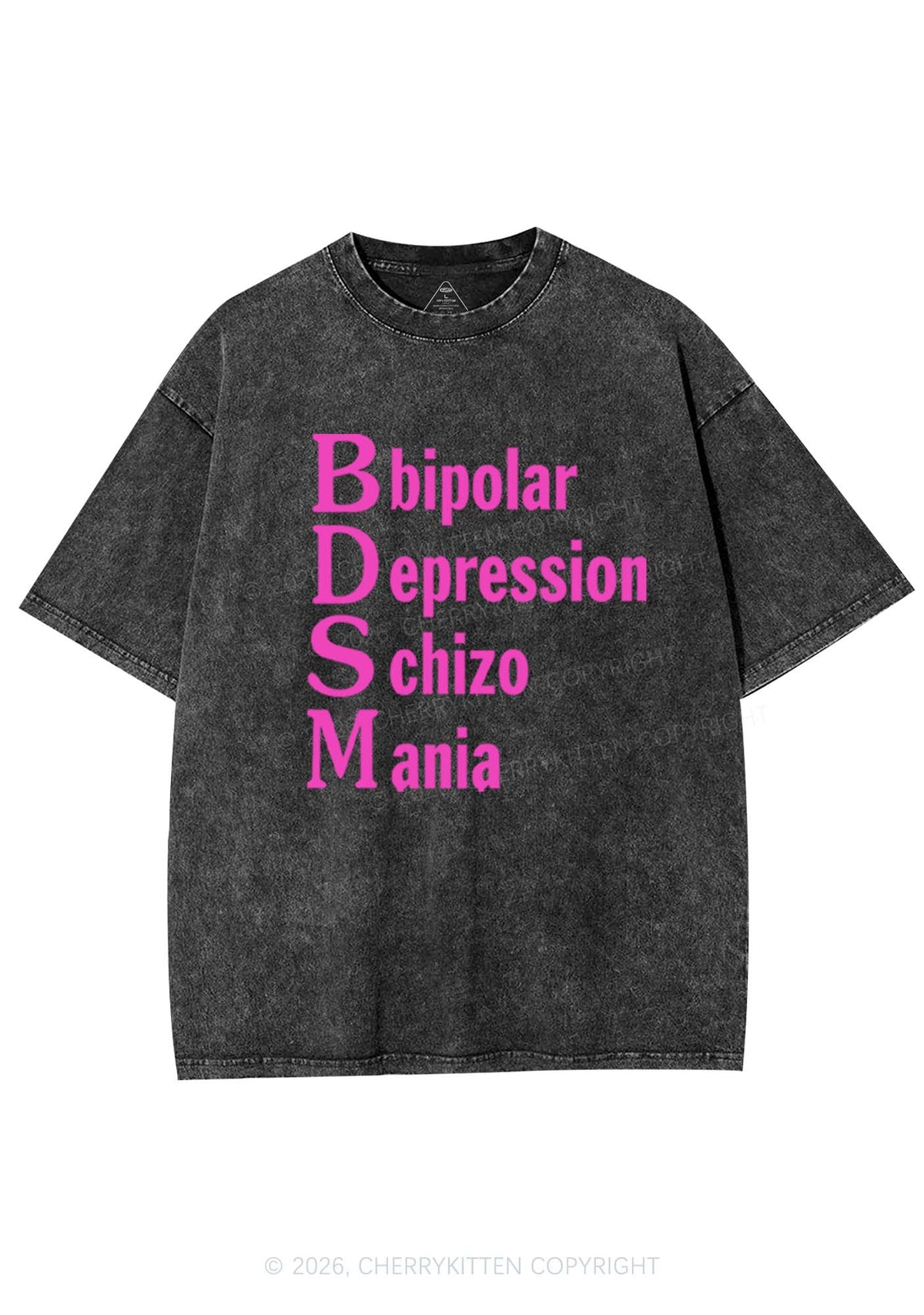 Bipolar Depression Schizo Mania Y2K Shirts Washed Tee Cherrykitten