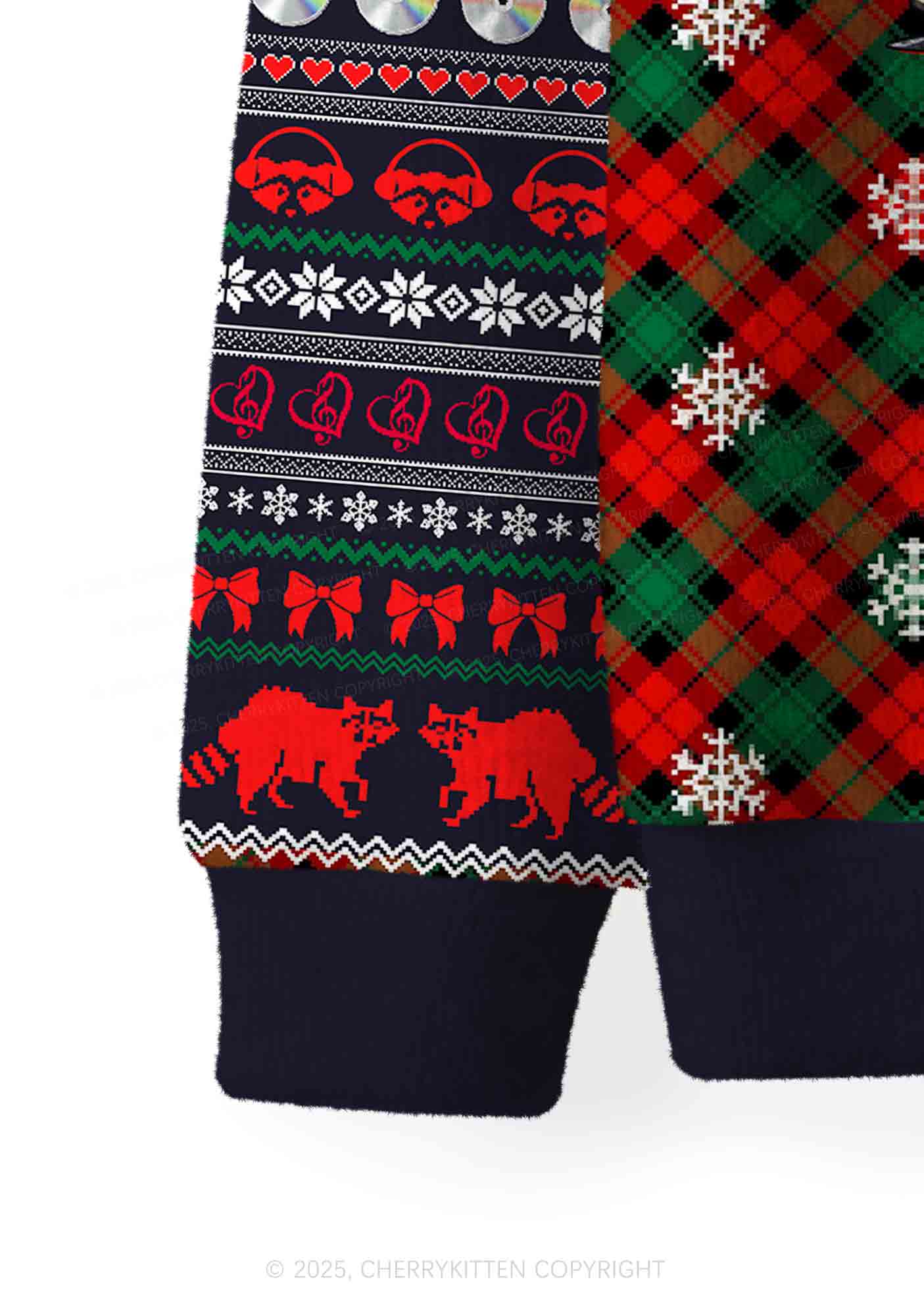 Raccoon Concert Y2K Christmas Cardigan Knit Sweatshirt Cherrykitten