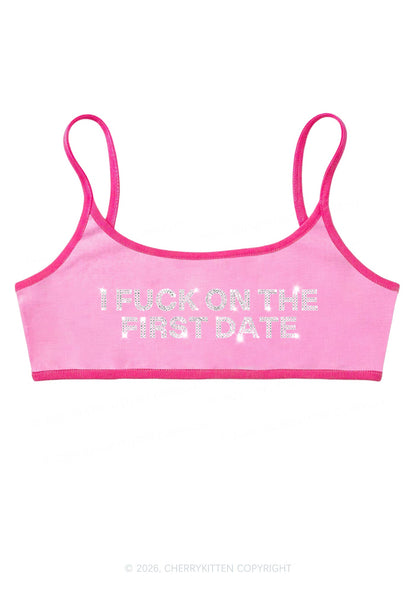 Rhinestone Fxxk On First Date Y2K Super Crop Cami Cherrykitten