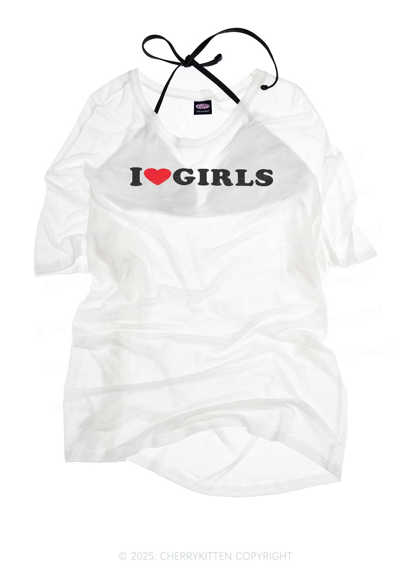 I Love Girls Pride Y2K Sheer Boyfriend Tee Cherrykitten