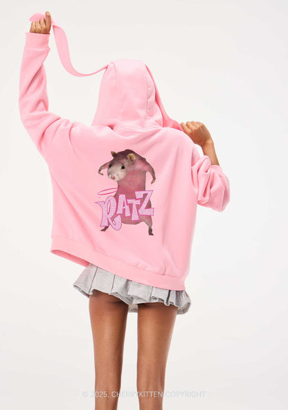 Pink Ratz Y2K Bunny Ear Zip Hoodie Cherrykitten