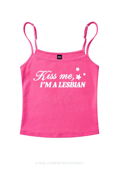 Kiss Me Im Lesbian Pride Y2K Spaghetti Strap Cami Cherrykitten