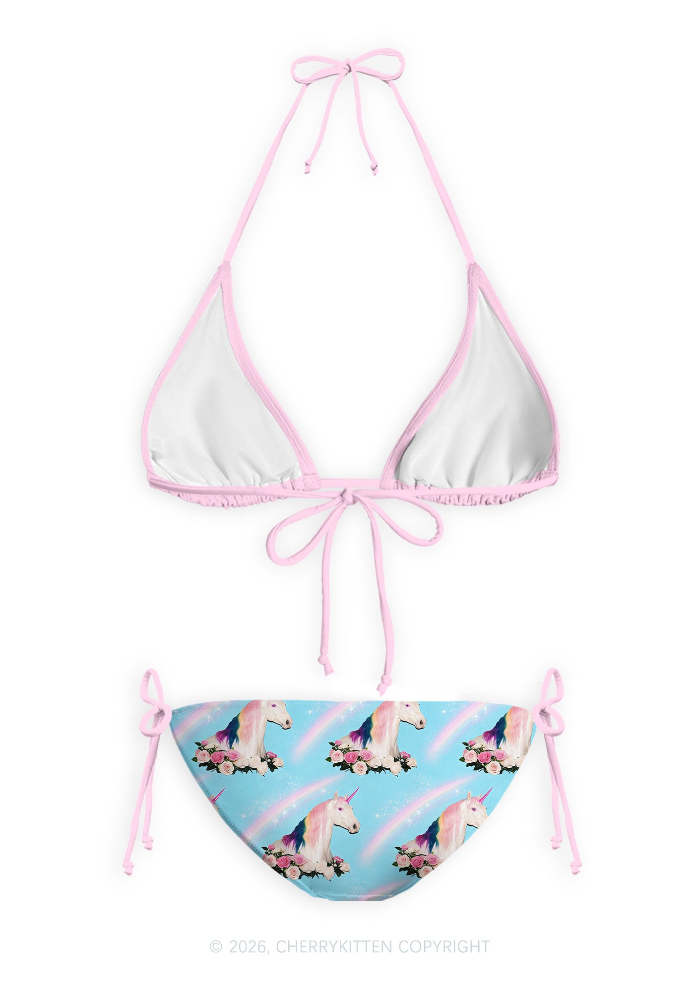 Blue Unicorn Y2K Print Bikini Set Cherrykitten