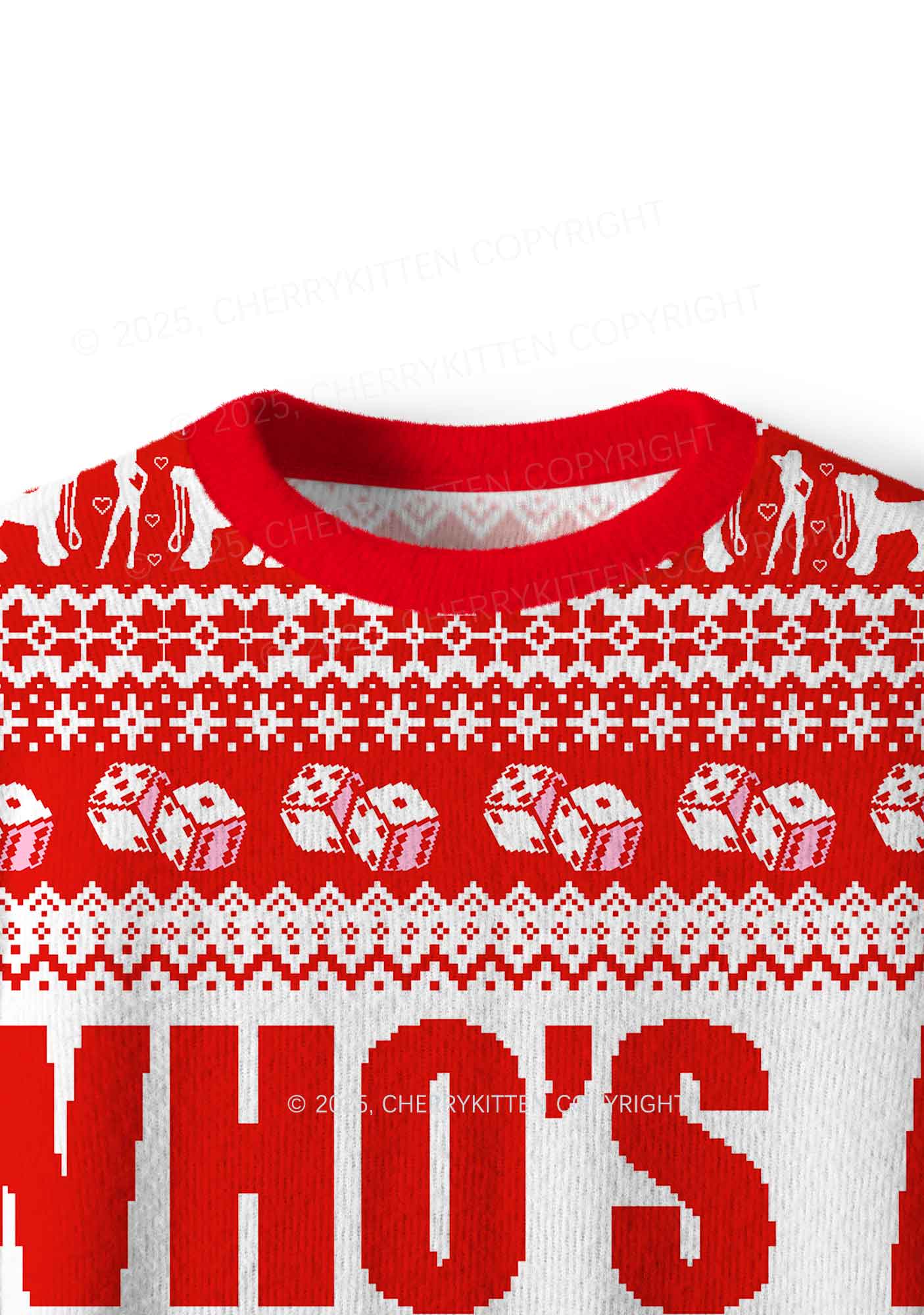 Whos A Good Boy Y2K Christmas Knit Sweatshirt Cherrykitten