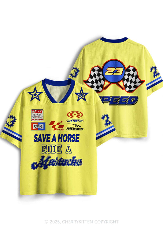 Custom Yellow Ride A Mustache Y2K Sport Jersey Shirts Cherrykitten