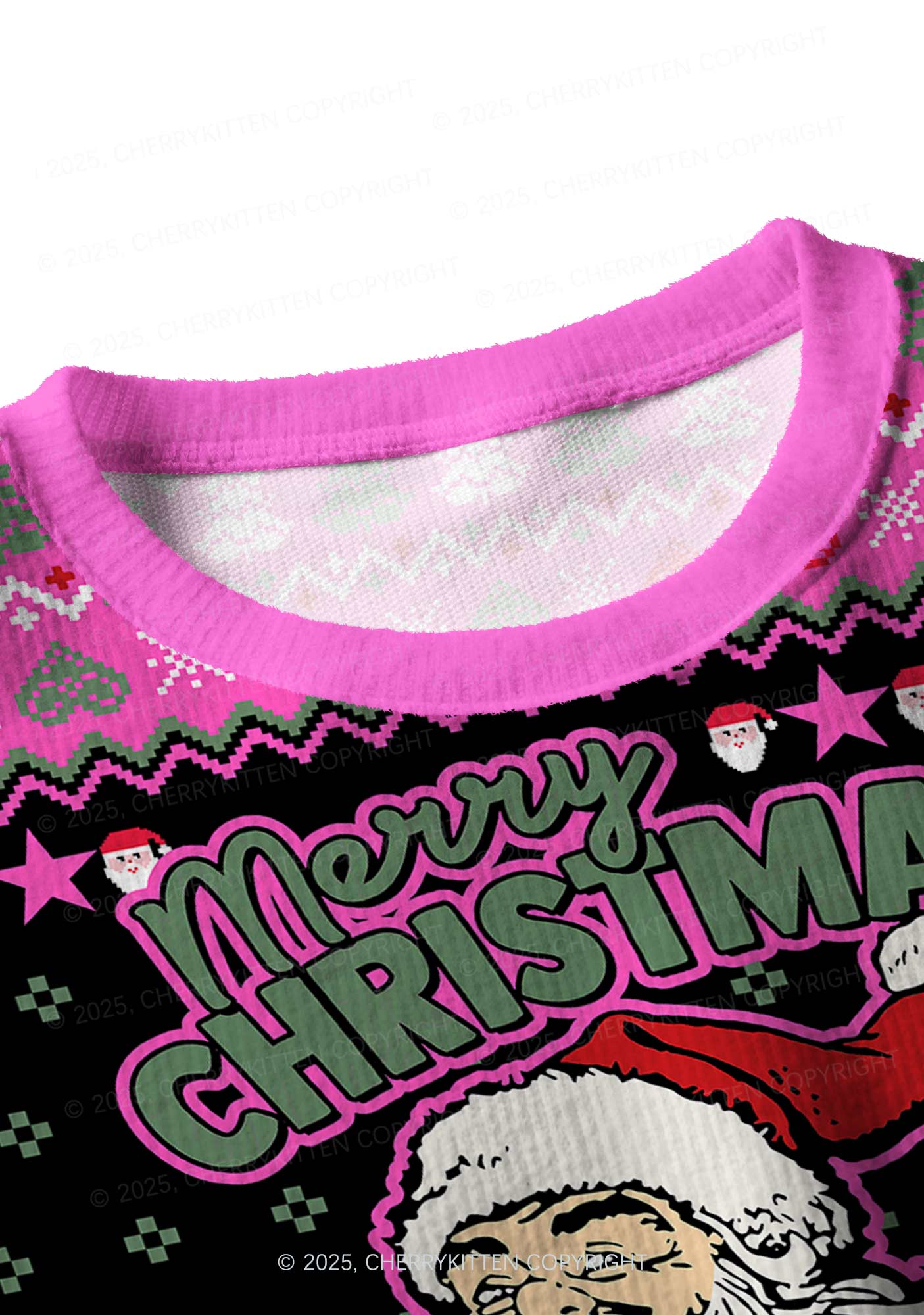 Merry Santa Y2K Christmas Crop Knit Sweatshirt Cherrykitten