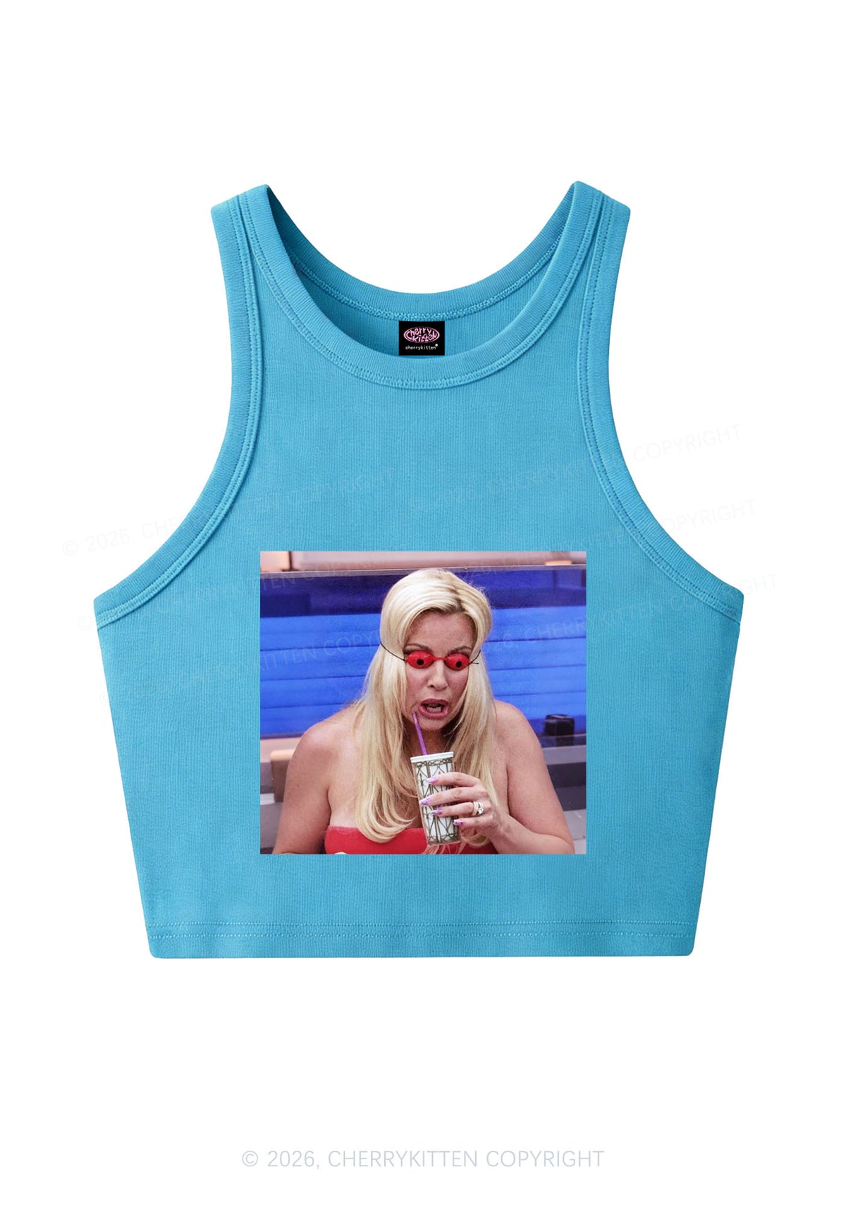 Red Eyeball Blonde Y2K Crop Tank Top Cherrykitten