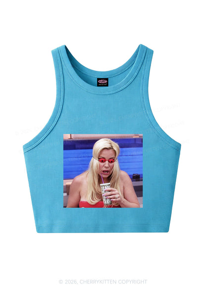 Red Eyeball Blonde Y2K Crop Tank Top Cherrykitten