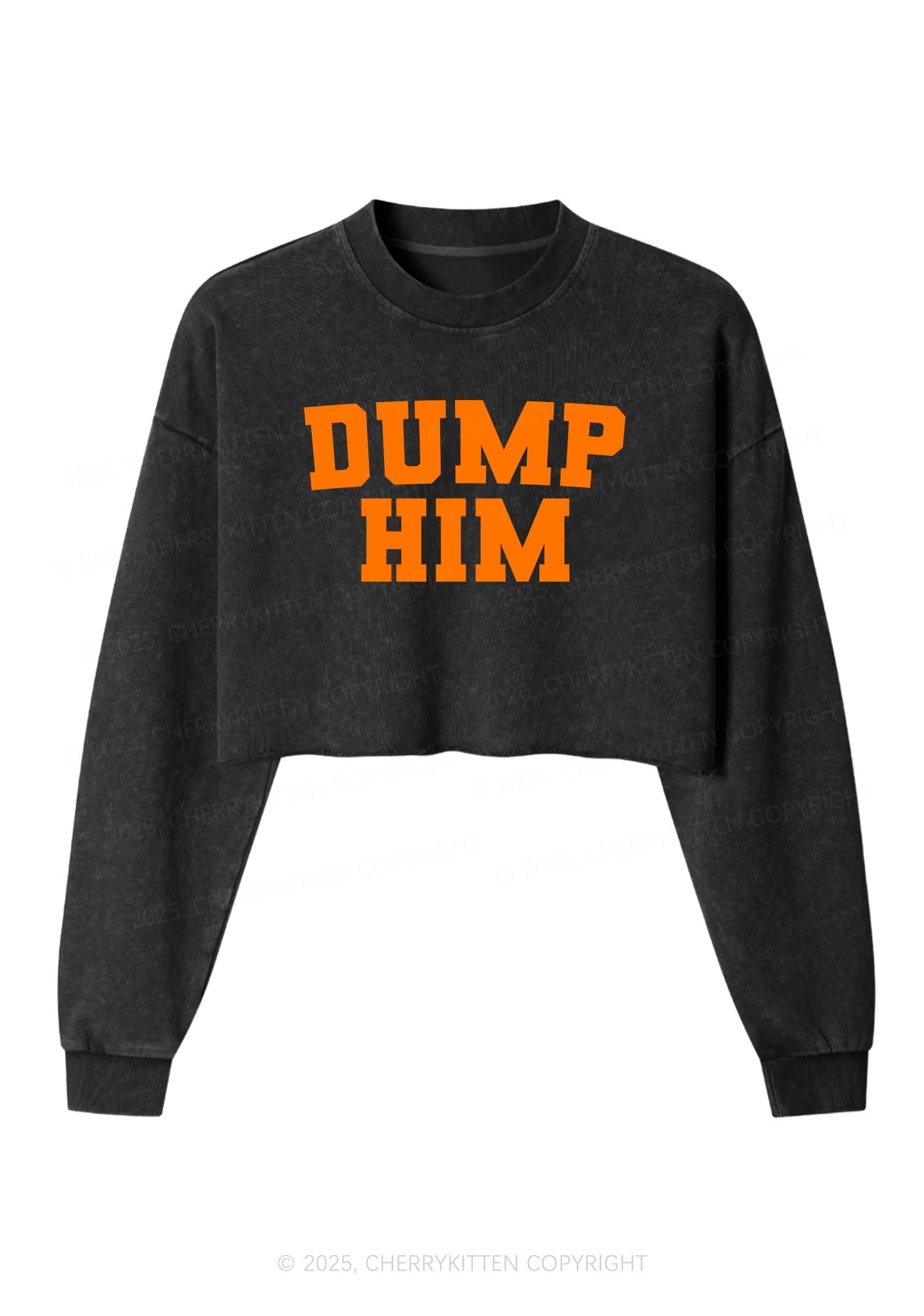 Dump Him Y2K Crop Washed Sweatshirts Cherrykitten