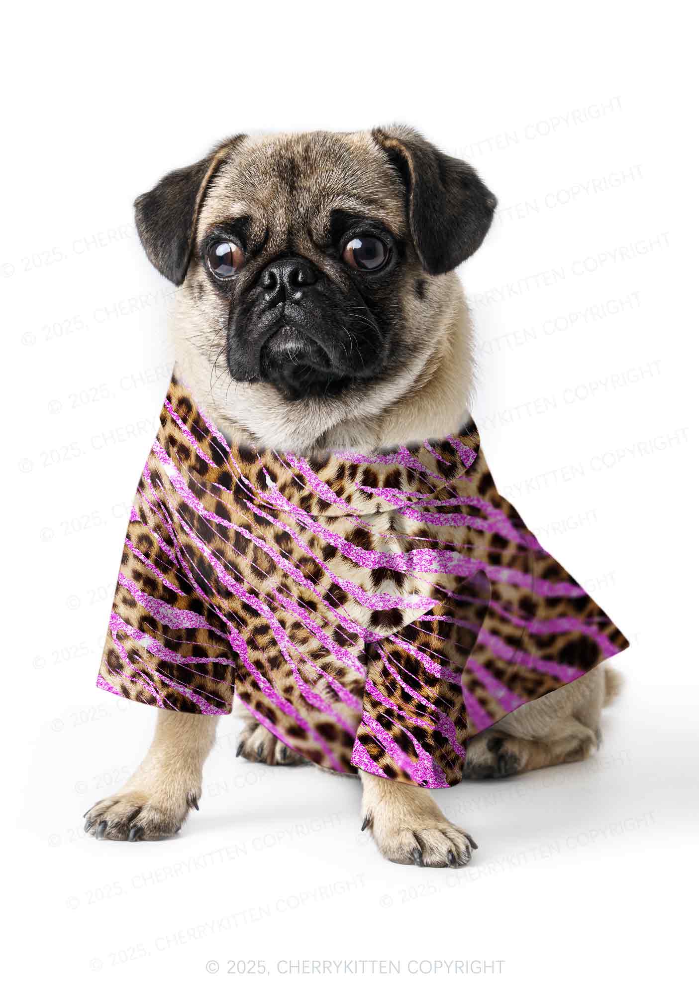 Sparkle Pink Leopard Y2K Pet Shirts Cherrykitten