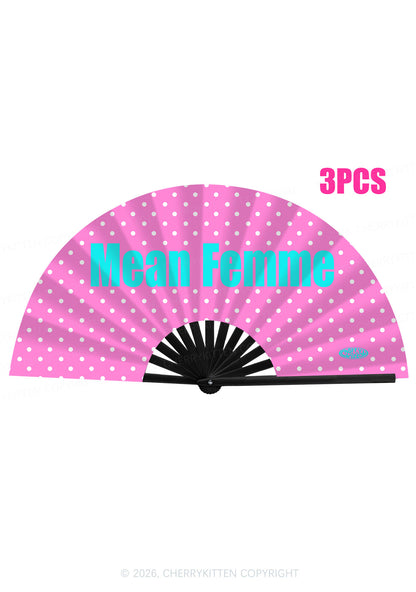 Mean Femme Dots Pride Y2K Rave Hand Fan Cherrykitten