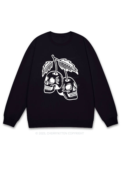 Cherry Skulls Halloween Y2K Sweatshirt Cherrykitten