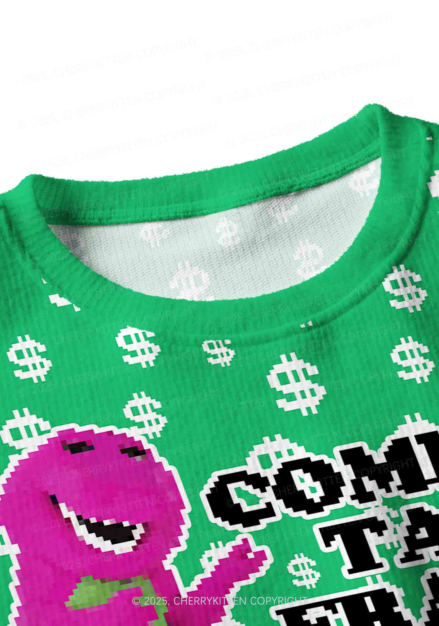 Commit Tax Fraud Y2K Christmas Crop Knit Sweatshirt Cherrykitten
