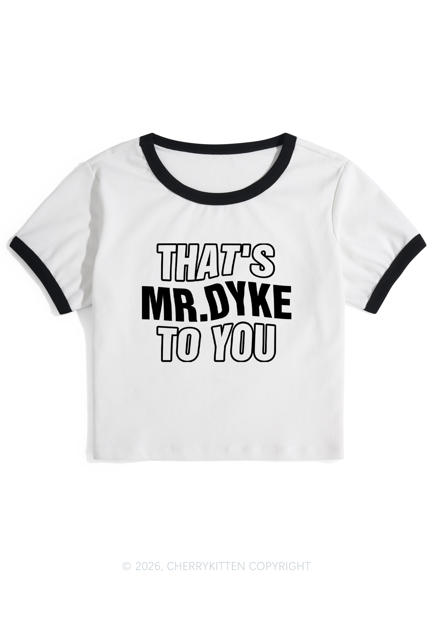 Thats Mr Dyke Pride Y2K Ringer Tee Cherrykitten