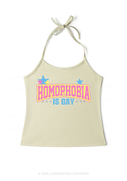 Homophobia Is Gay Pride Y2K Halter Neck Cami Cherrykitten