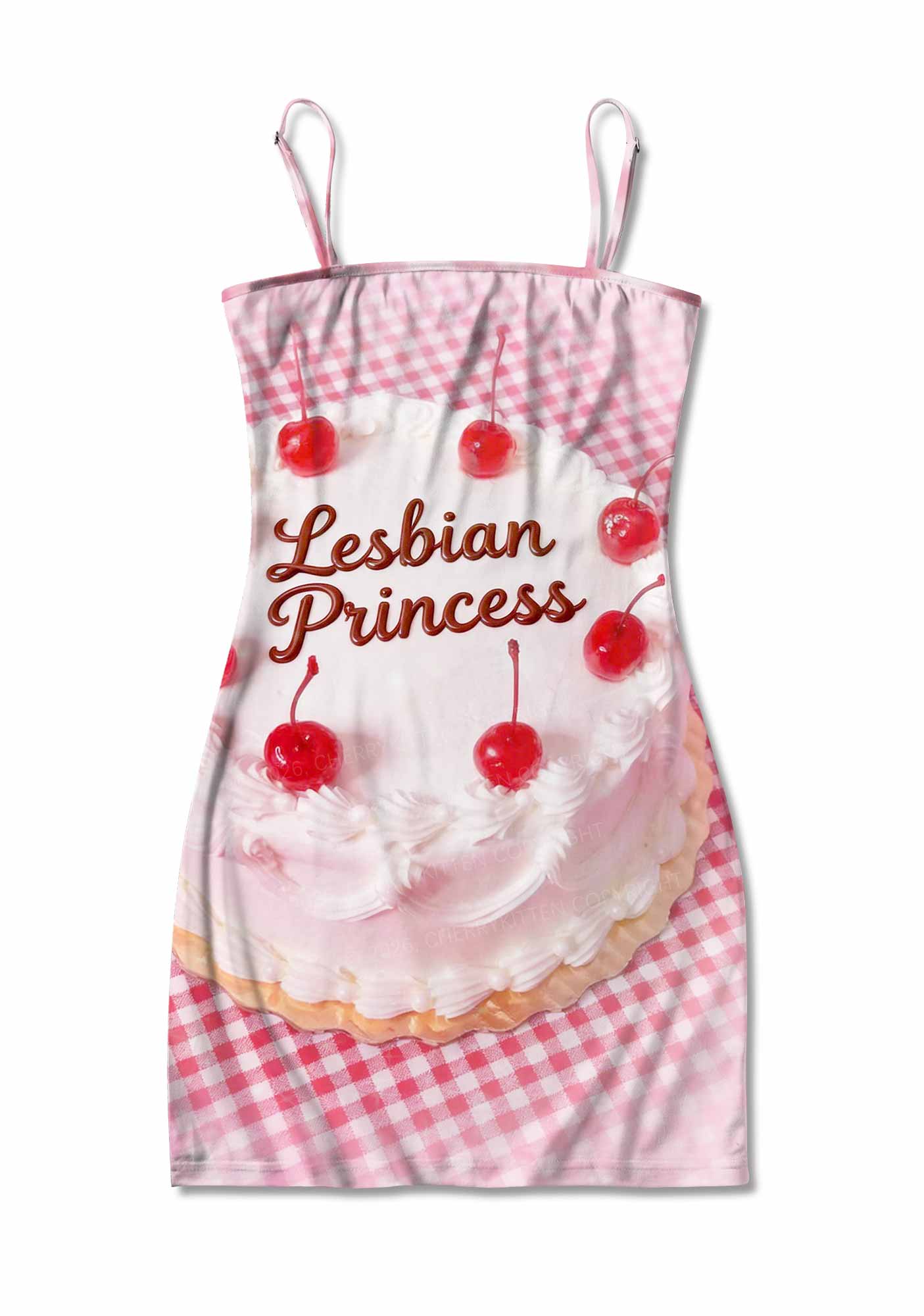 Blush Lesbian Princess Cake Pride Y2K Print Slip Dress Cherrykitten