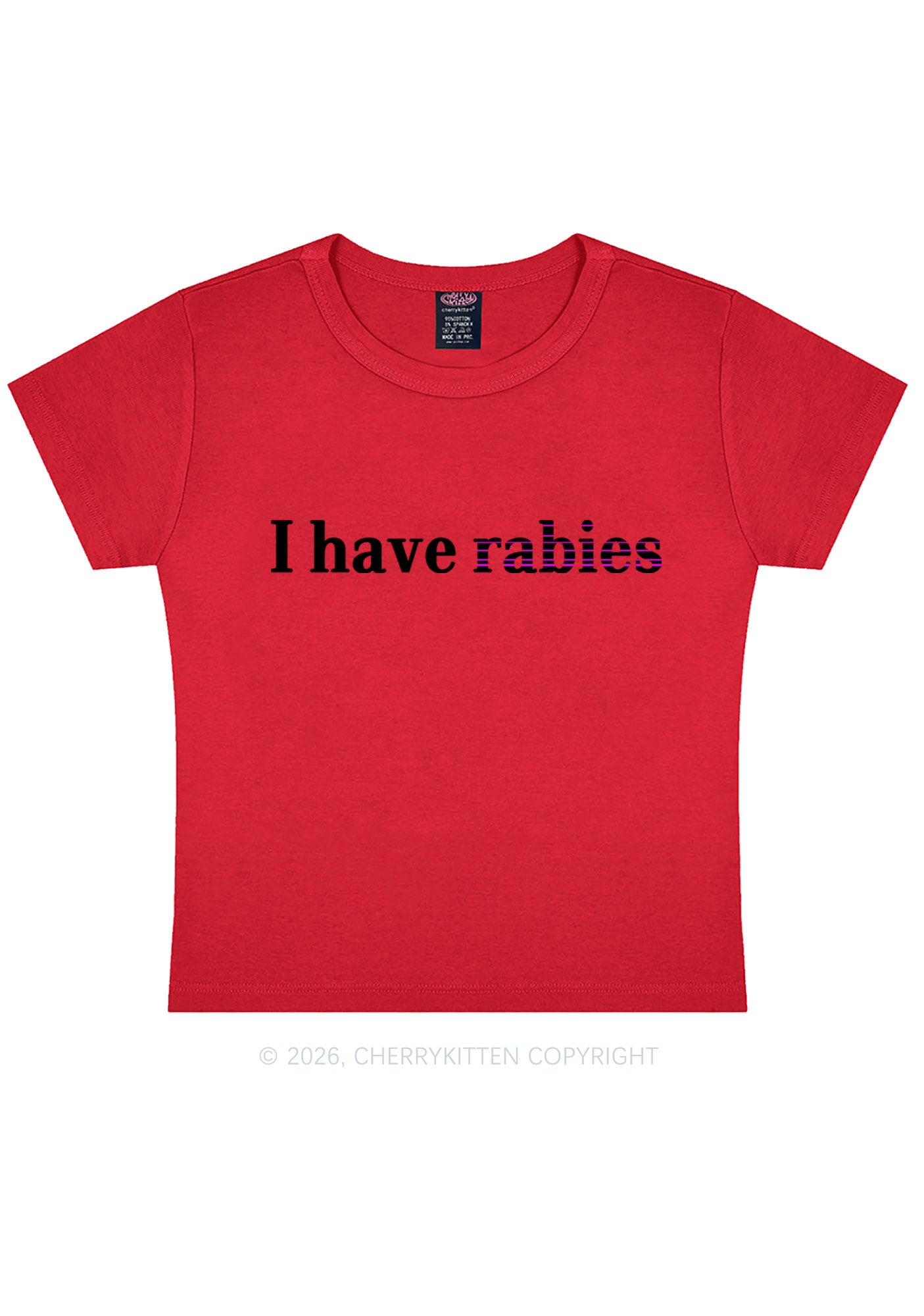 I Have Rabies Y2K Baby Tee Cherrykitten