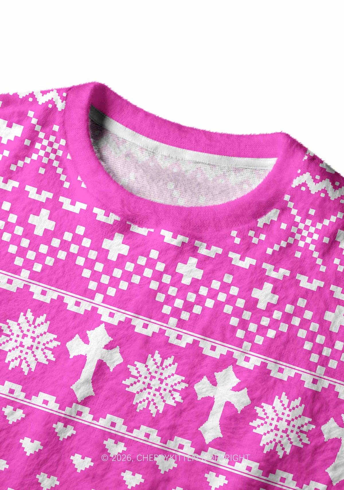 Pink Cxxt Y2K Christmas Knit Sweatshirt Cherrykitten