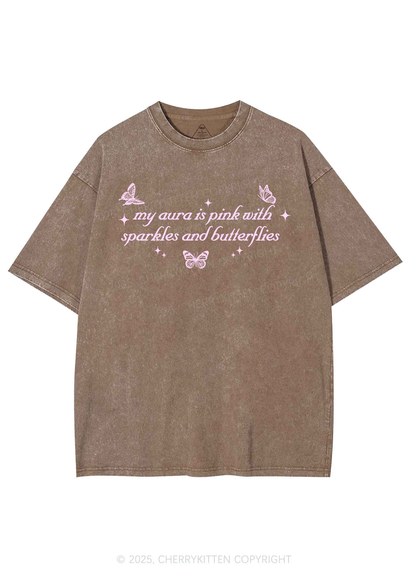 My Aura Is Pink Y2K Shirts Washed Tee Cherrykitten