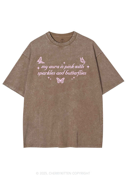 My Aura Is Pink Y2K Shirts Washed Tee Cherrykitten