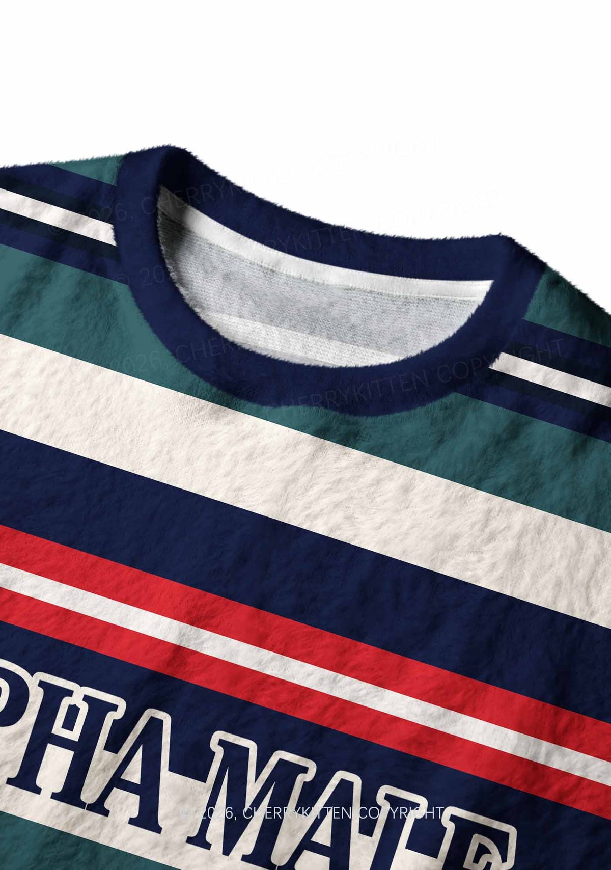 Stripe Alpha Male Y2K Knit Sweatshirt Cherrykitten