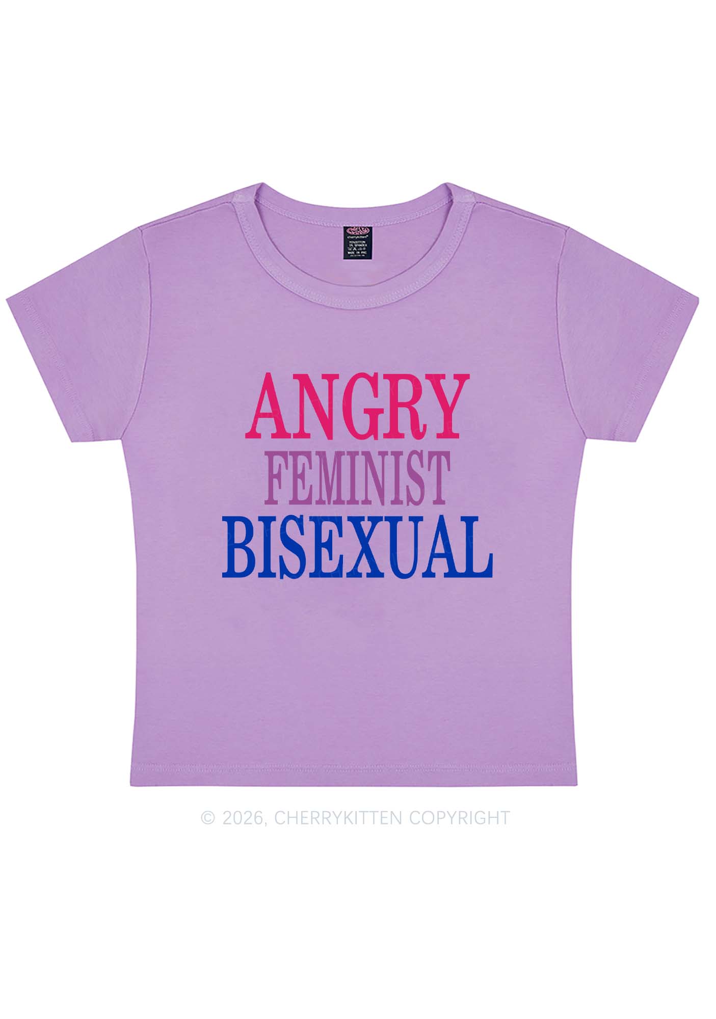 Angry Feminist Bisexual Pride Y2K Baby Tee Cherrykitten
