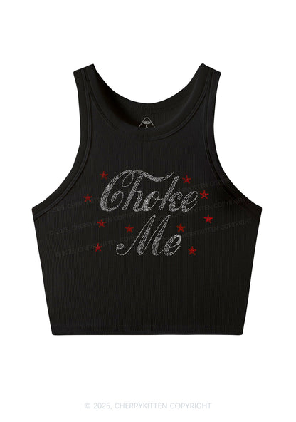 Rhinestone Choke Me Y2K Crop Tank Top Cherrykitten