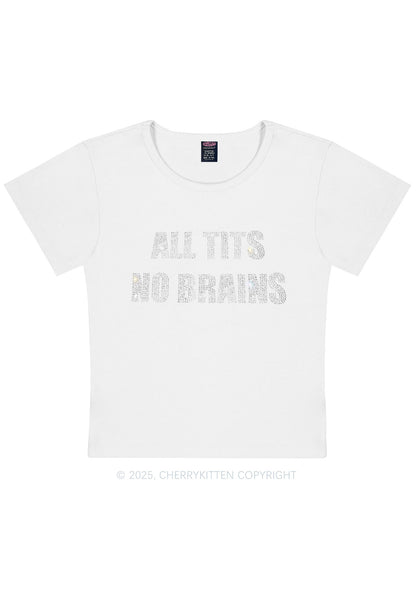 Rhinestone All Txts No Brains Y2K Baby Tee Cherrykitten