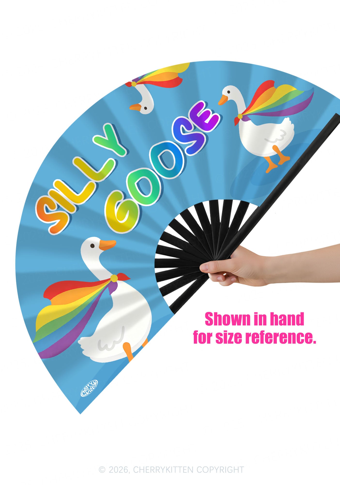 Silly Goose Pride Y2K Rave Hand Fan Cherrykitten