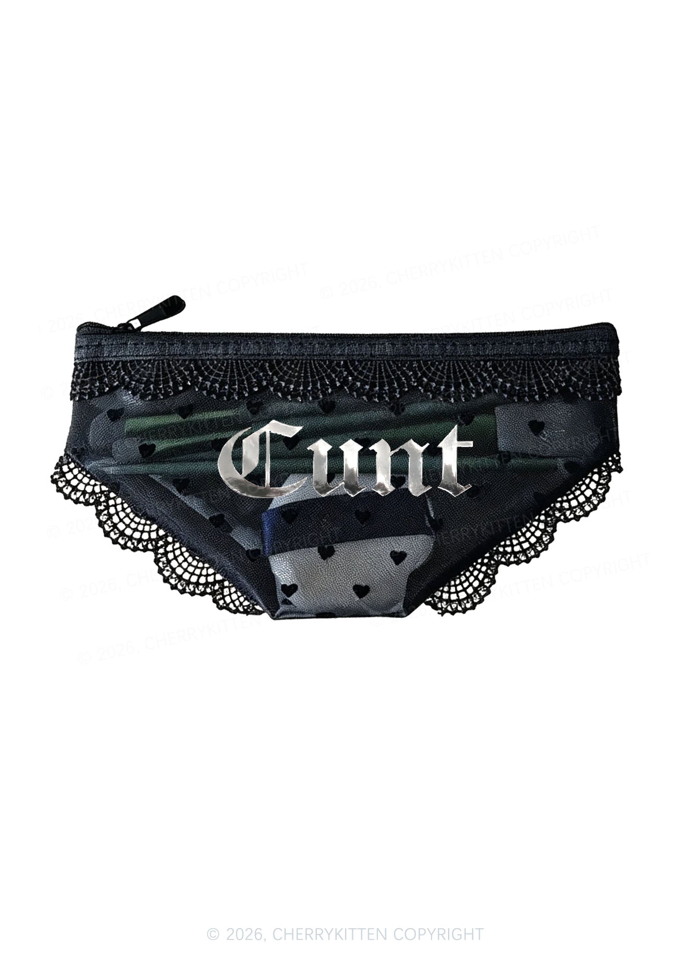Cxxt Silver Foil Printed Y2K Briefs Shape Cosmetic Pouch Cherrykitten