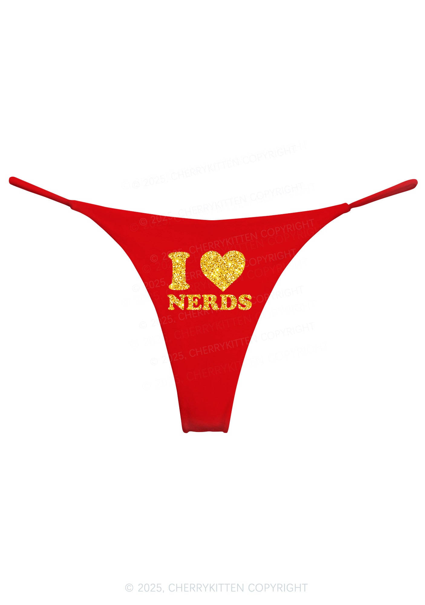 Glitter I Love Nerds Y2K Bikini String Thong Cherrykitten