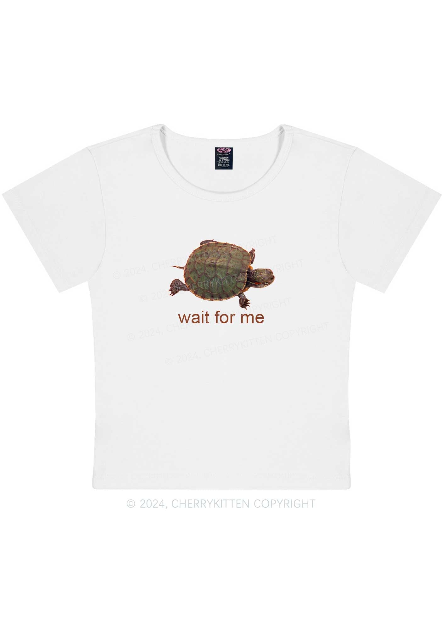 Curvy Wait For Turtle Y2K Baby Tee Cherrykitten