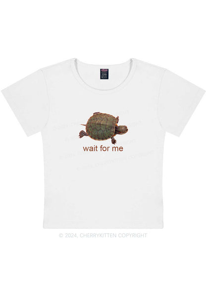 Curvy Wait For Turtle Y2K Baby Tee Cherrykitten