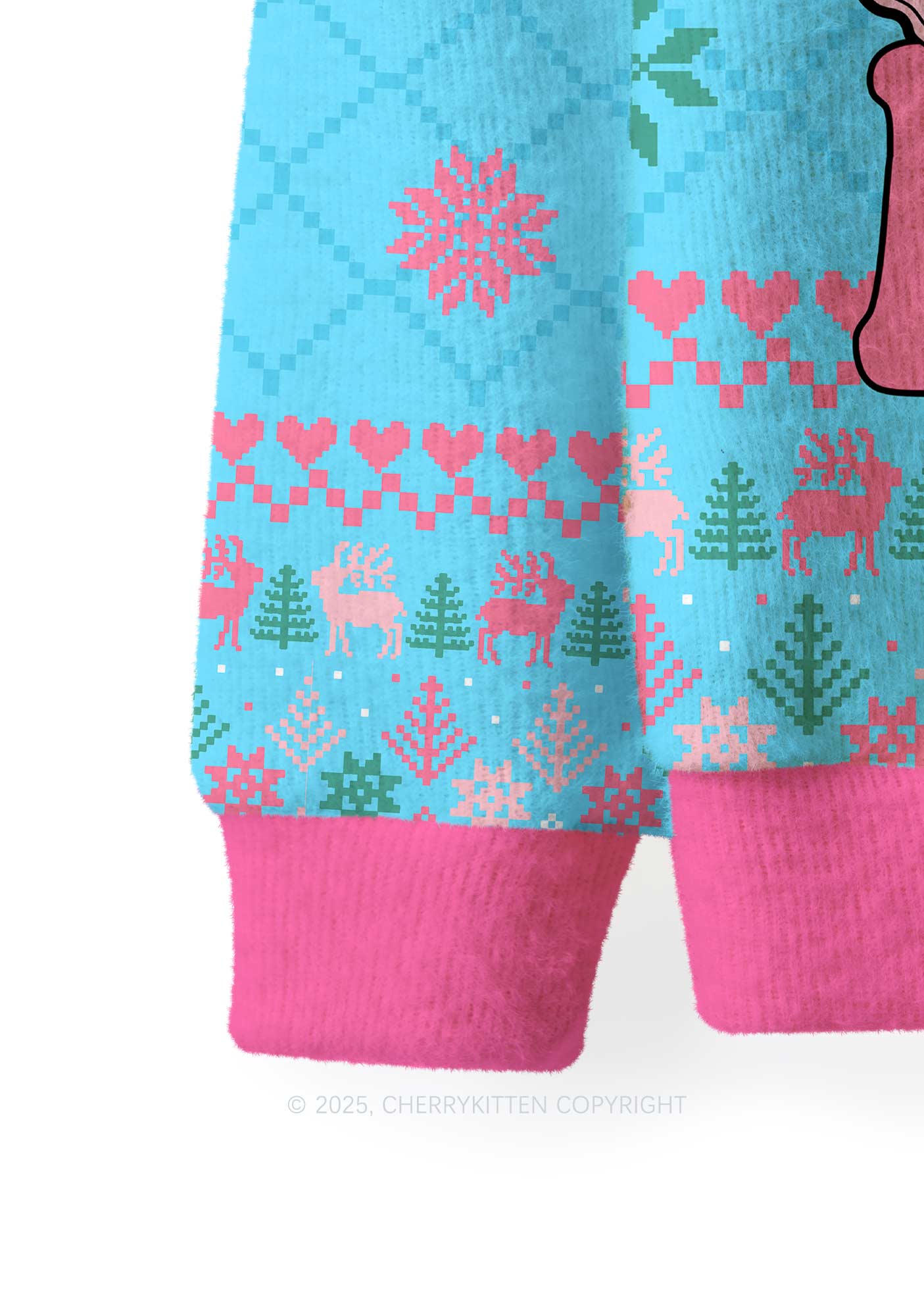 Pink Santas Y2K Christmas Knit Sweatshirt Cherrykitten
