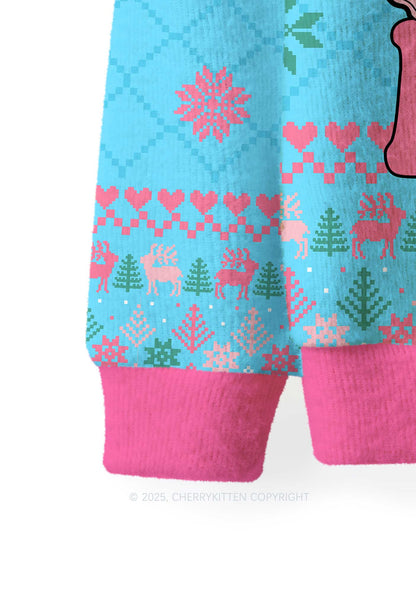Pink Santas Y2K Christmas Knit Sweatshirt Cherrykitten