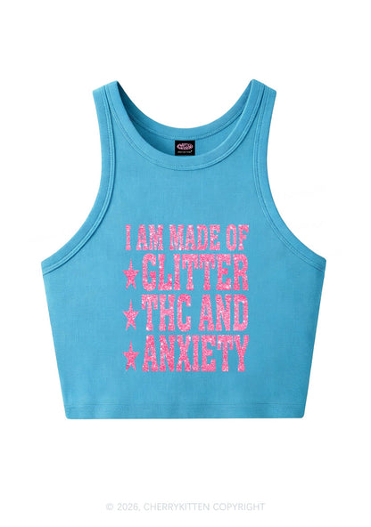 Made Of Glitter Thc Anxiety Y2K Crop Tank Top Cherrykitten