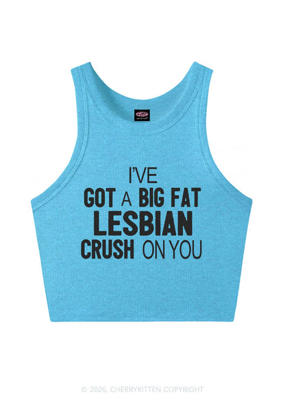 Big Fat Lesbian Crush Pride Y2K Crop Tank Top Cherrykitten