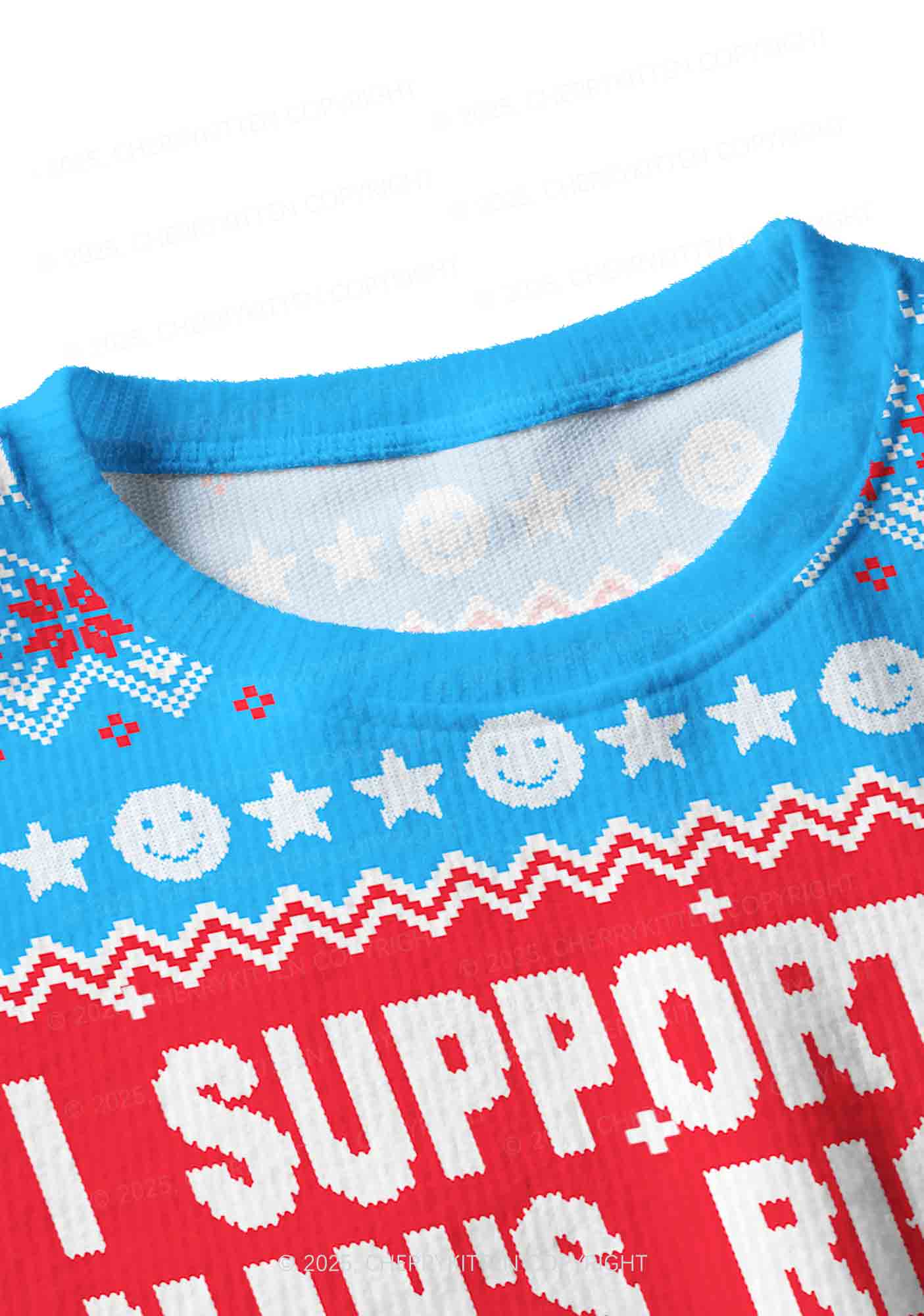 I Support A Mans Right Y2K Christmas Crop Knit Sweatshirt Cherrykitten