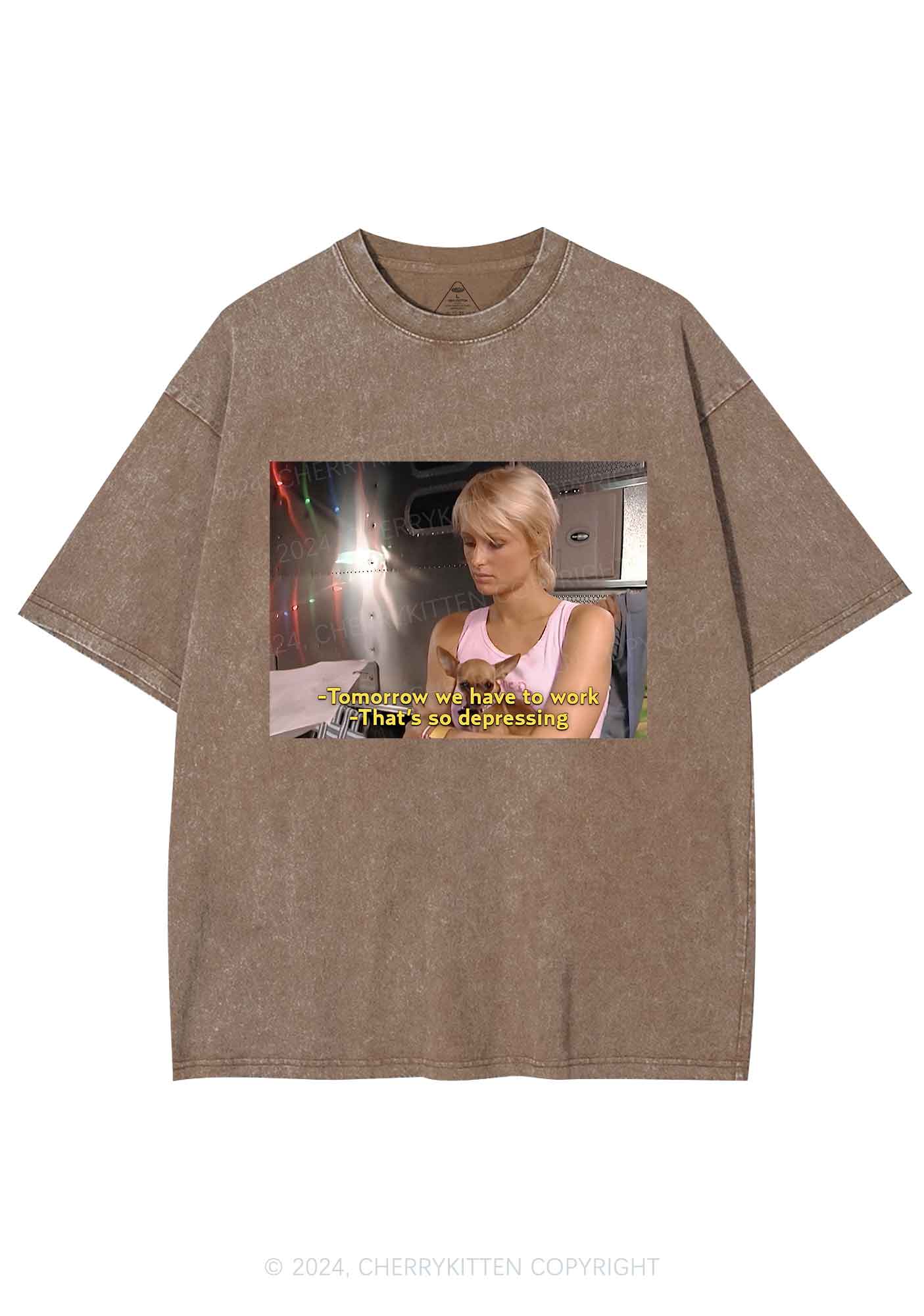We Have To Work Y2K Washed Tee Cherrykitten