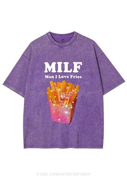 Man I Love Fries Y2K Shirts Washed Tee Cherrykitten