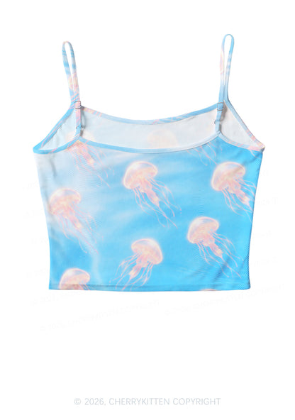 Pink Jellyfish Underwater Y2K Mesh Cami Tank Cherrykitten