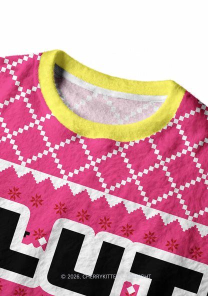 Pink Slxt Y2K Christmas Knit Sweatshirt Cherrykitten