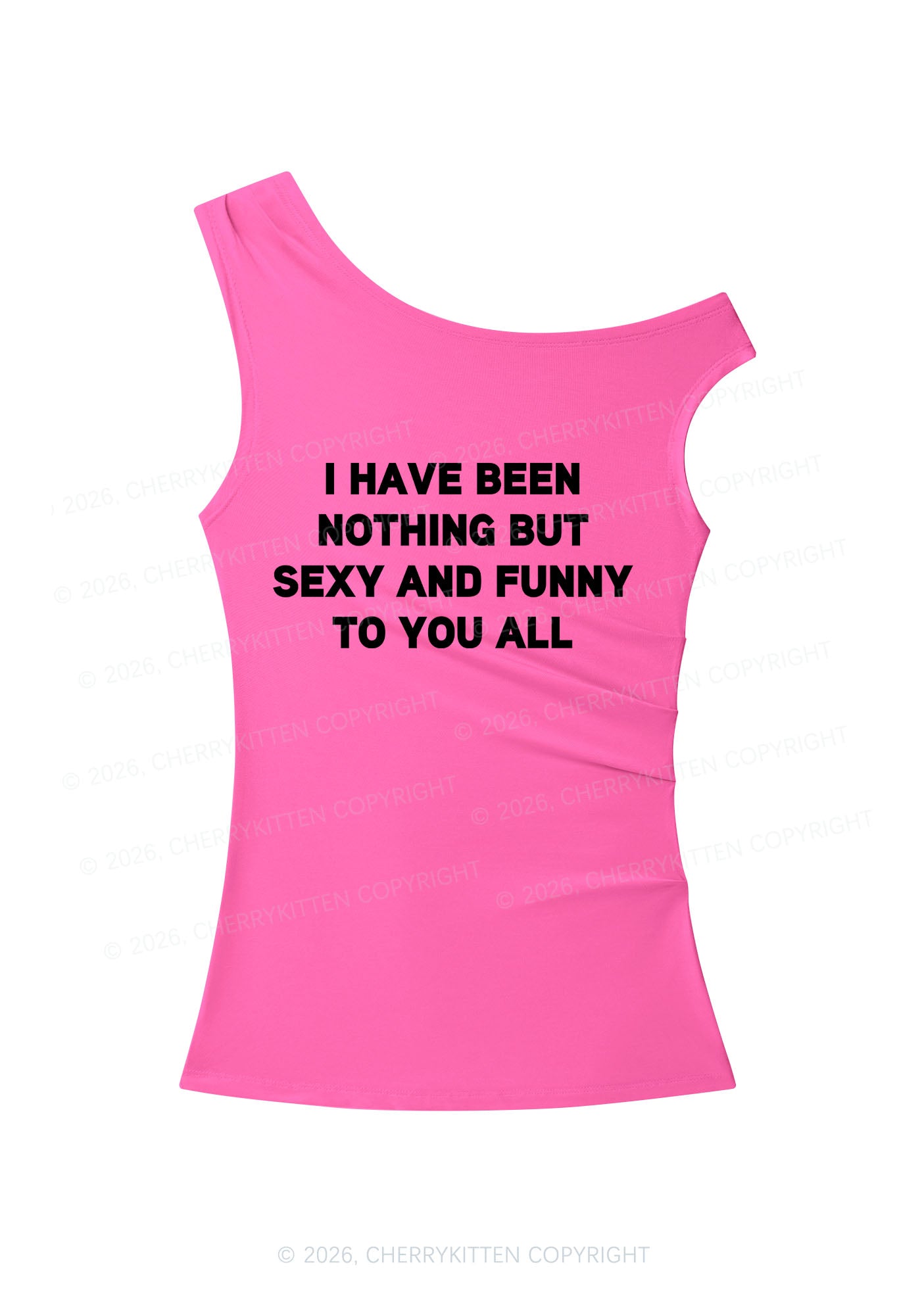 I Have Been Funny Y2K Off Shoulder Tank Top Cherrykitten