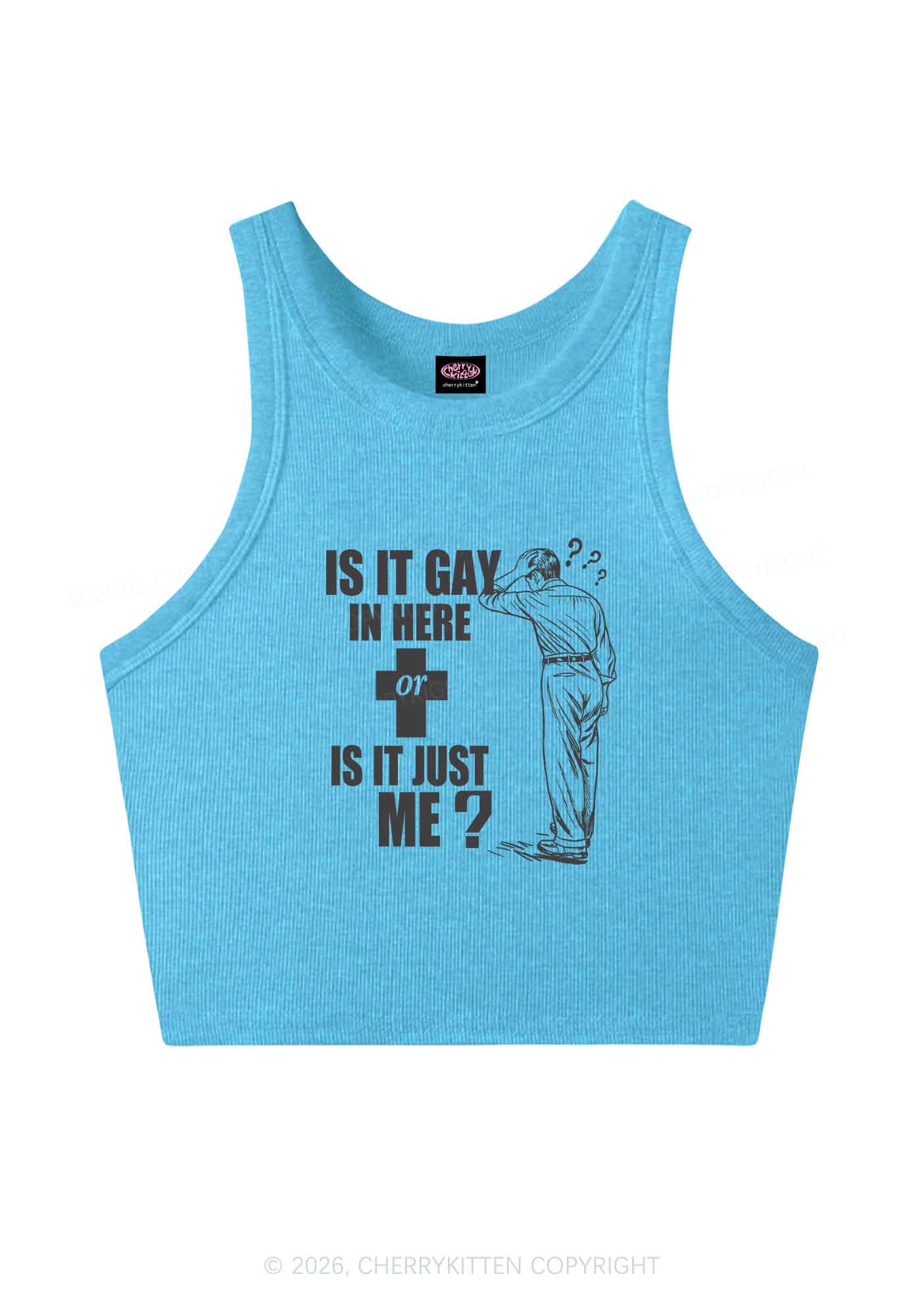 Is It Gay In Here Pride Y2K Crop Tank Top Cherrykitten