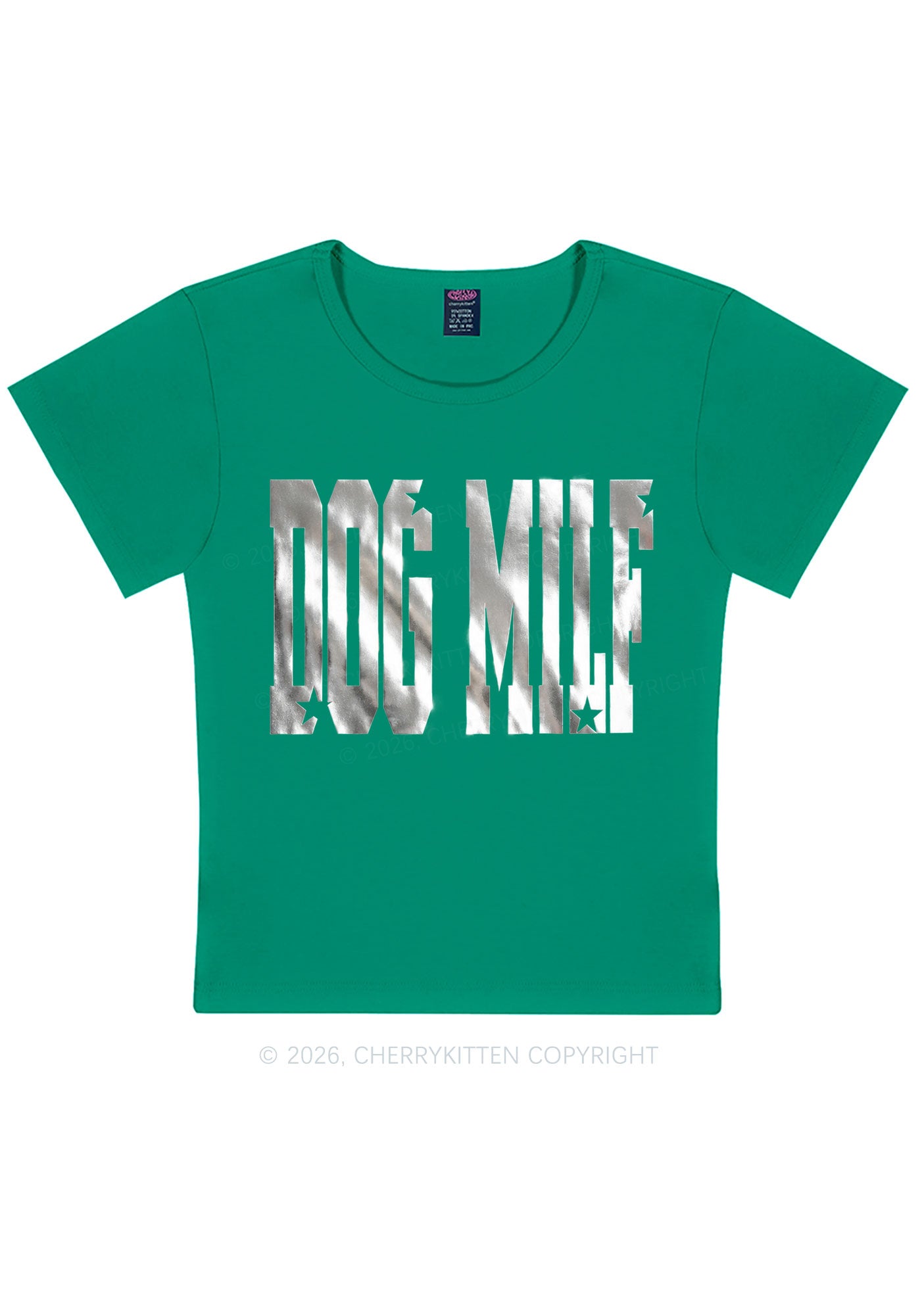 Dog Mxxf Silver Foil Printed Y2K Baby Tee Cherrykitten