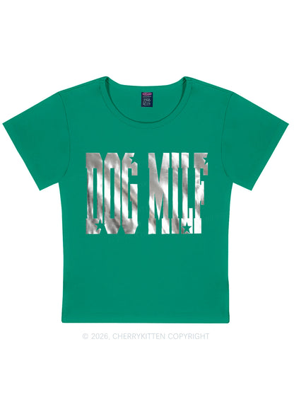 Dog Mxxf Silver Foil Printed Y2K Baby Tee Cherrykitten