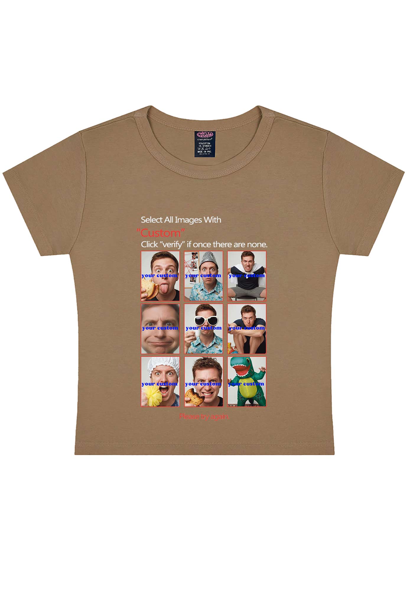 Custom Photo Verification Code Y2K Baby Tee Cherrykitten