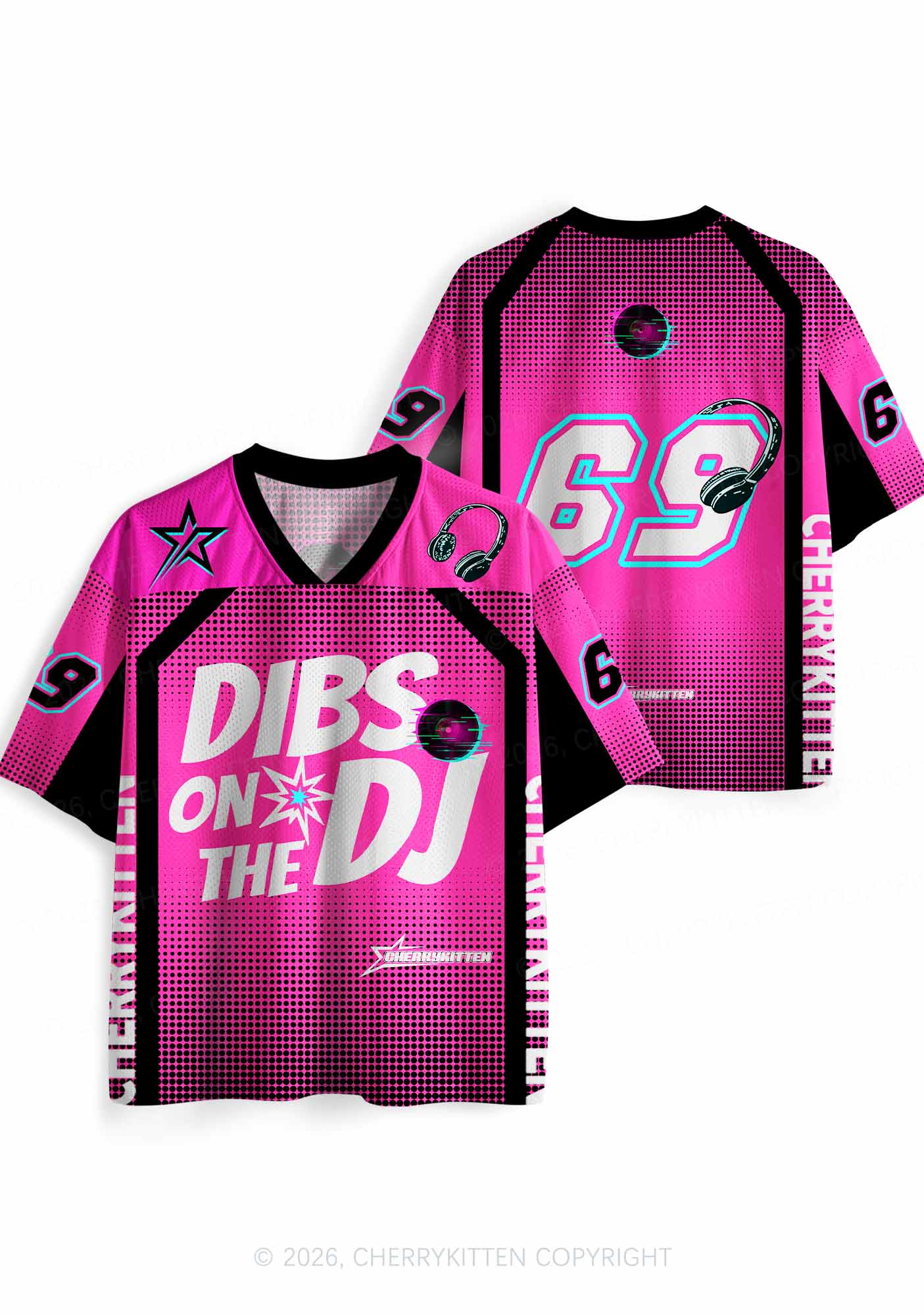 Hot Pink Dibs On The DJ Y2K Sport Jersey Shirts Cherrykitten